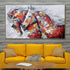 Horses in Paradise Hand Painted Wall Paintings For Home (With Outer Floater Frame) (56 x 32 Inches)
